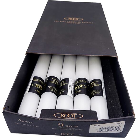 Root Candles Unscented Arista 9-Inch Beeswax Dinner Candles White 5-Count New - Picture 1 of 8